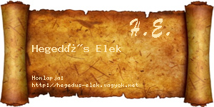 Hegedűs Elek névjegykártya